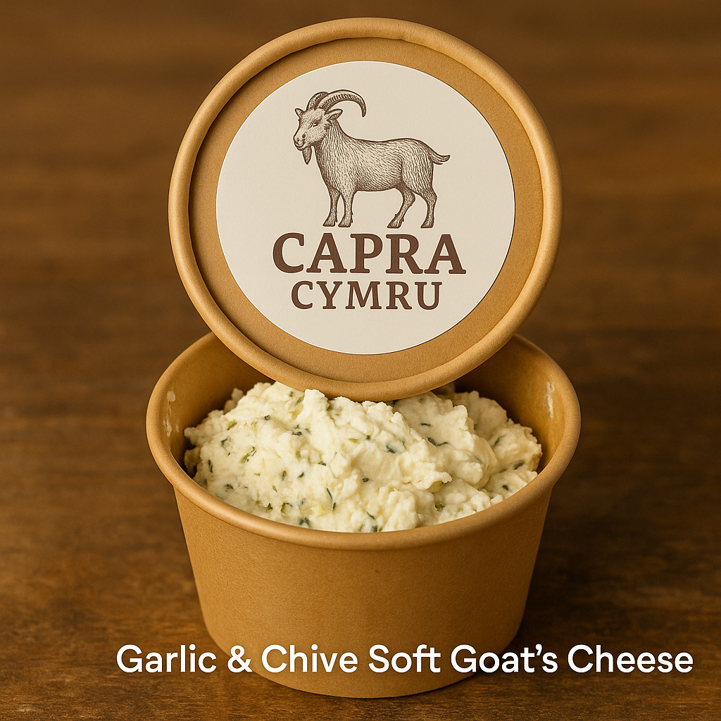 Garlic & Chive Soft Goat’s Cheese – Handmade in Wales by Capra Cymru